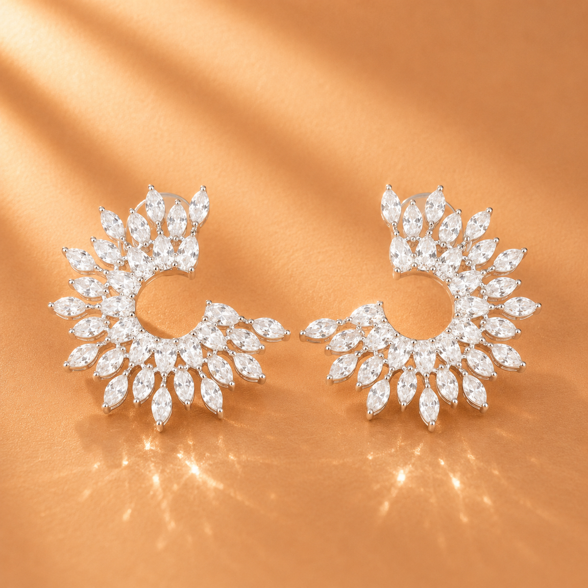 Crystal leaf earrings