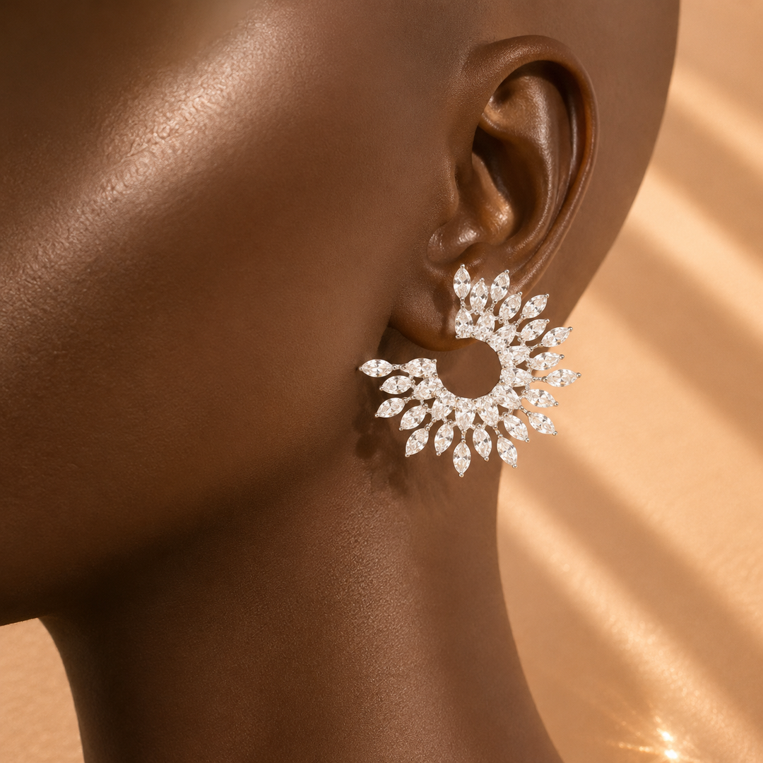Crystal leaf earrings