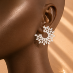 Load image into Gallery viewer, Crystal leaf earrings
