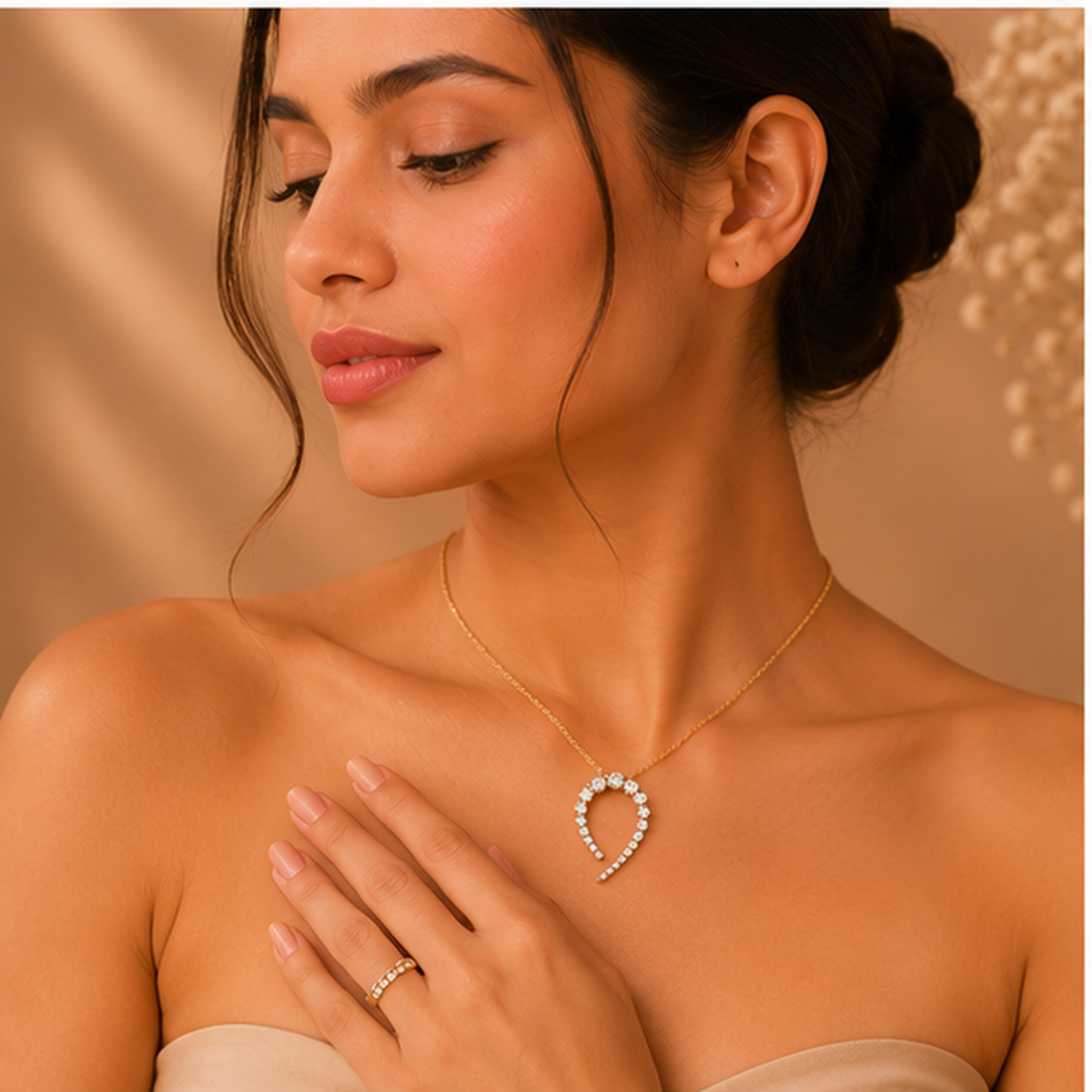 Aurelia heart arc pendant set