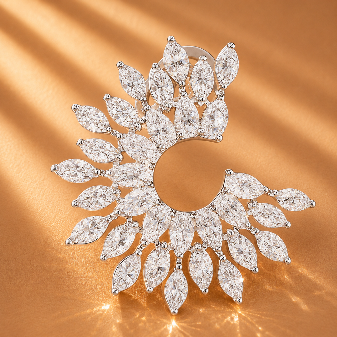 Crystal leaf earrings